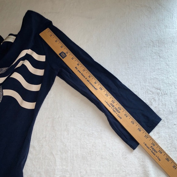 Zara navy blue sequin anchor nautical long sleeve tee t-shirt size large - Picture 4 of 8